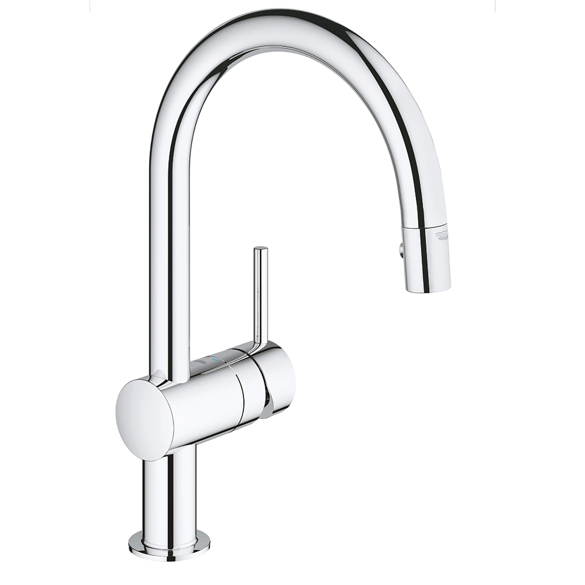 Single Handle Pull Down Kitchen Faucet Dual Spray 175 GPM GROHE CHROME